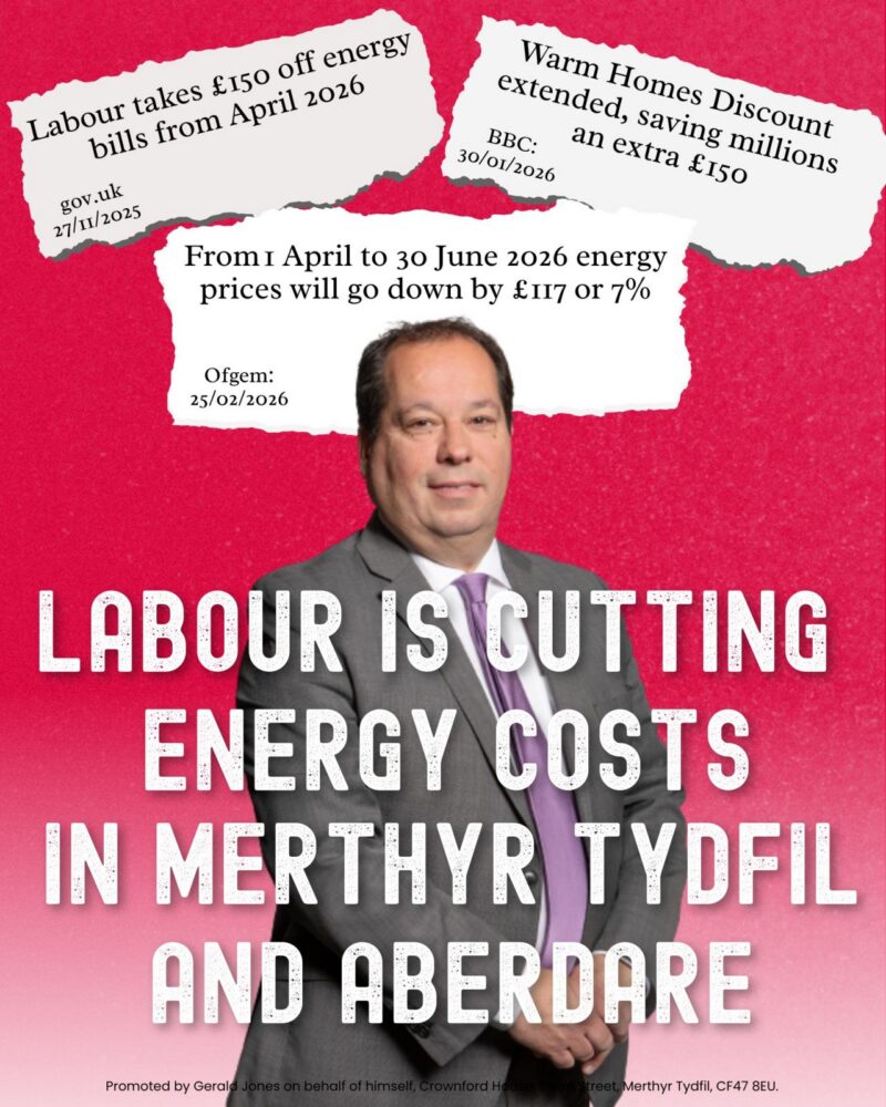 An image of Gerald Jones MP and text.