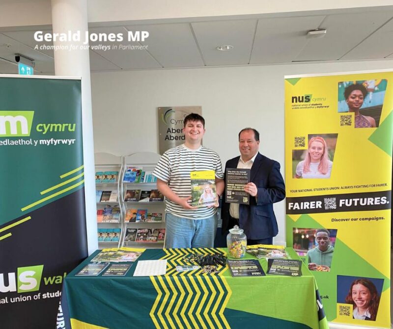 image of Gerald Jones MP with the NUS Cymru rep.