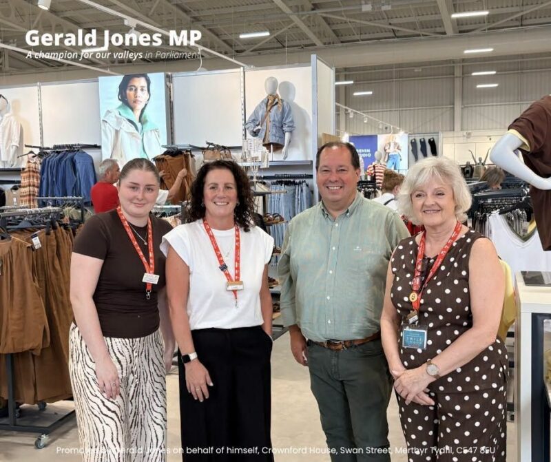 Image of Gerald Jones MP with staff of Matalan.